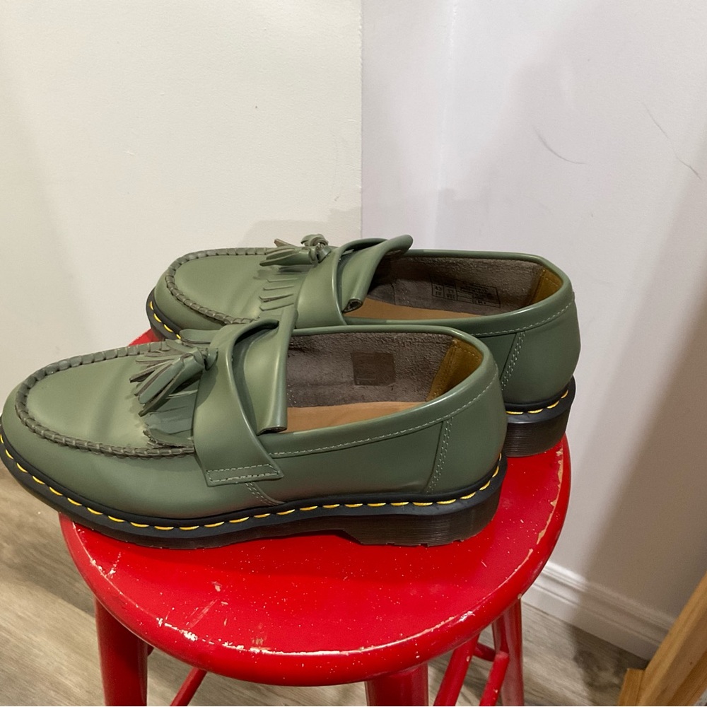Green Tassel dr Martens Loafers